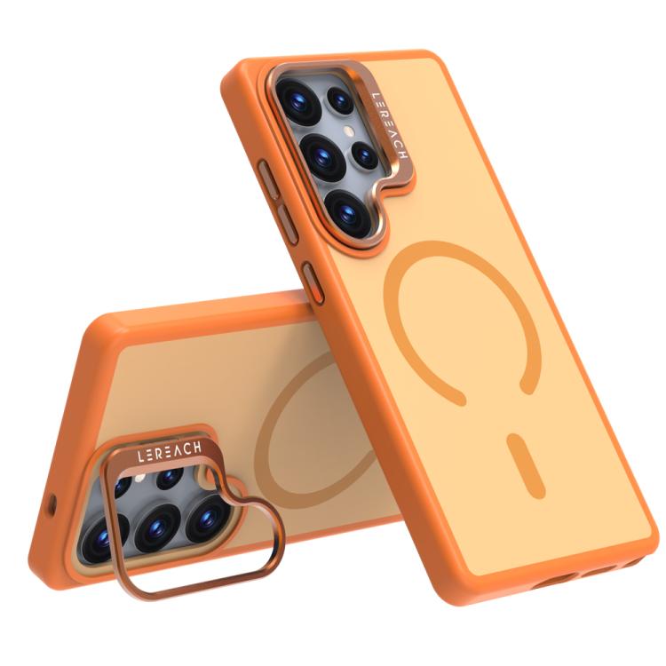 For Galaxy S25 Ultra 5G LeReach Le-Luster Series Metal Lens Kickstand Magnetic Phone Case