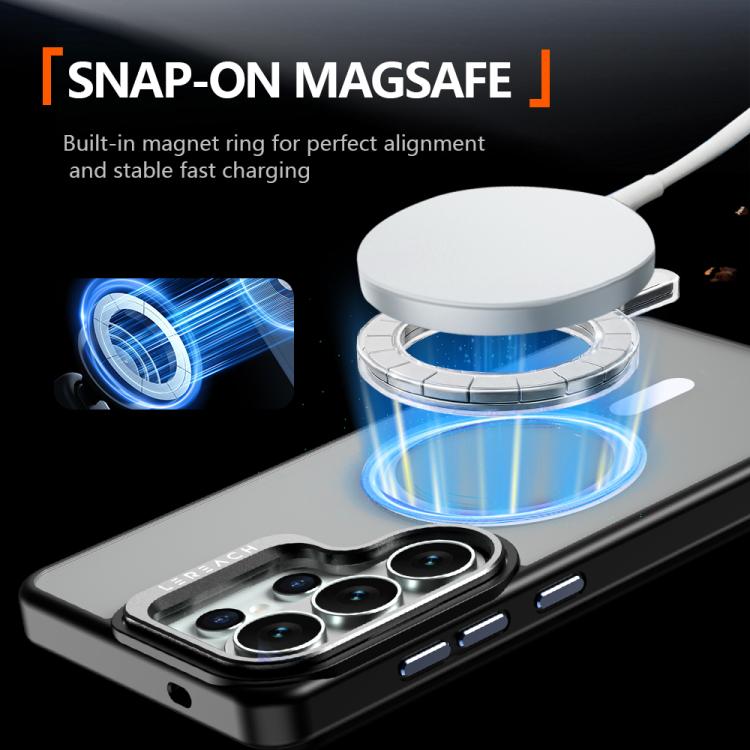 For Galaxy S25 Ultra 5G LeReach Le-Luster Series Metal Lens Kickstand Magnetic Phone Case