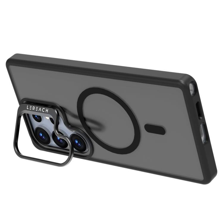 For Galaxy S25 Ultra 5G LeReach Le-Luster Series Metal Lens Kickstand Magnetic Phone Case