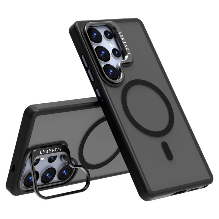 For Galaxy S25 Ultra 5G LeReach Le-Luster Series Metal Lens Kickstand Magnetic Phone Case