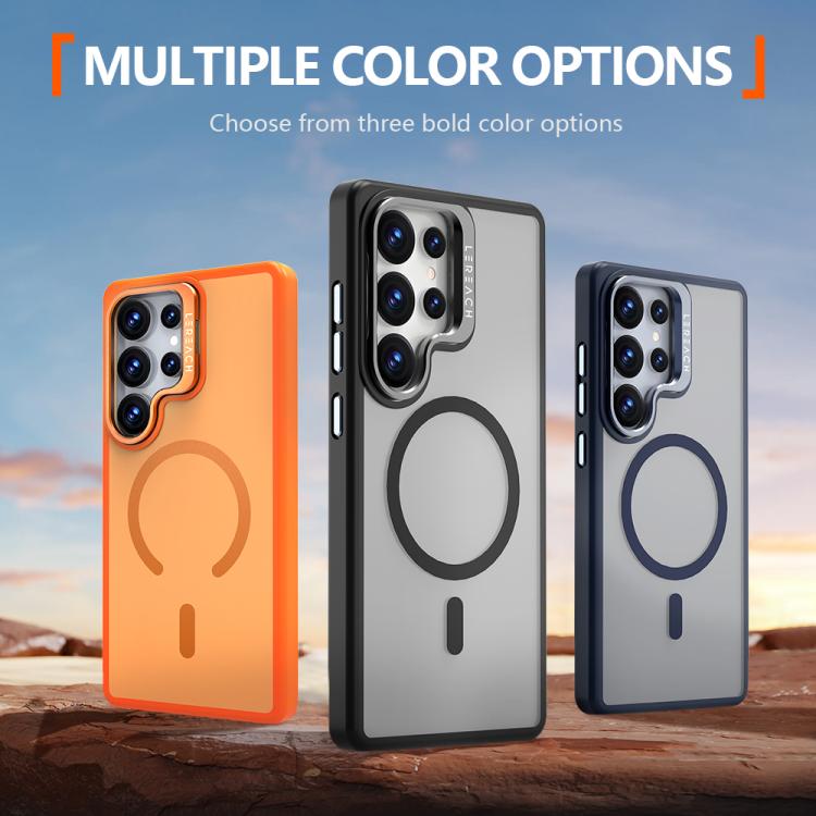 For Galaxy S25 Ultra 5G LeReach Le-Luster Series Metal Lens Kickstand Magnetic Phone Case