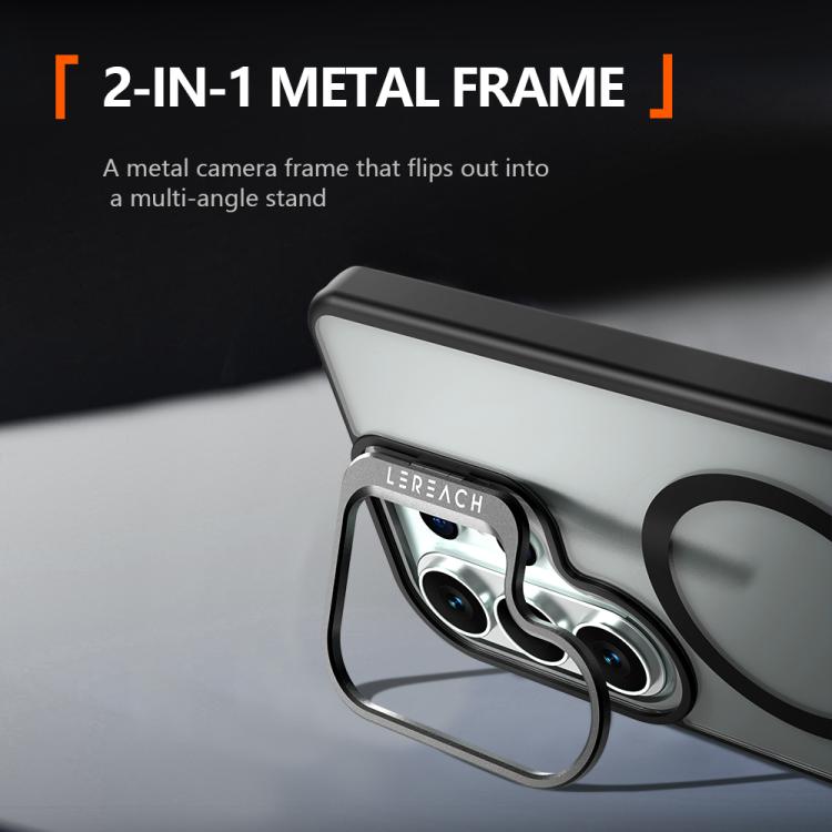 For Galaxy S25 Ultra 5G LeReach Le-Luster Series Metal Lens Kickstand Magnetic Phone Case