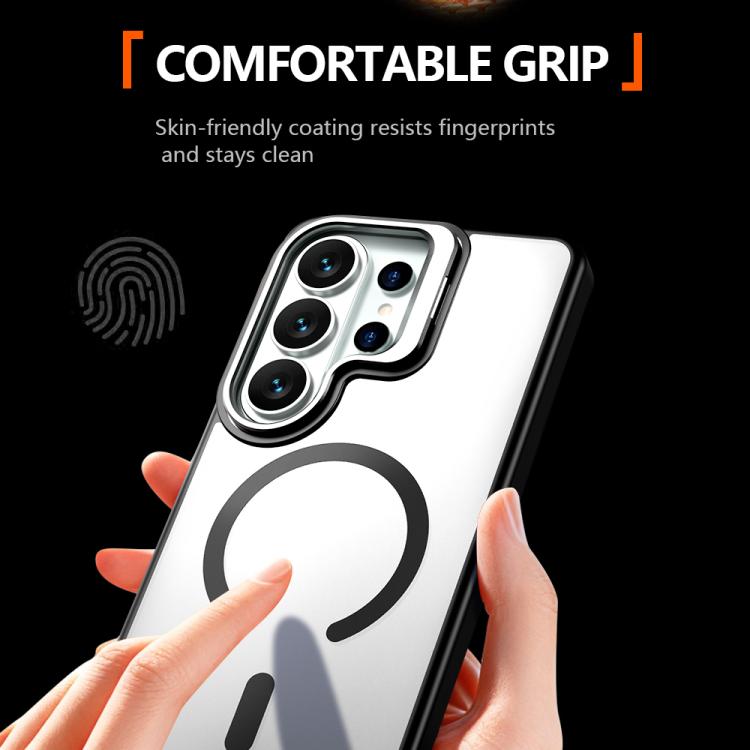 For Galaxy S25 Ultra 5G LeReach Le-Luster Series Metal Lens Kickstand Magnetic Phone Case