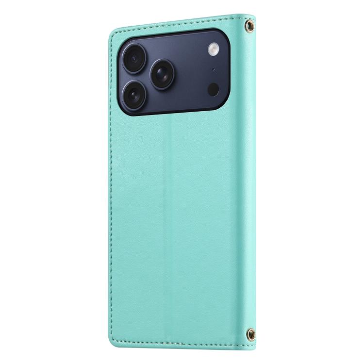 For iPhone 17 Pro Max Cute Cats Magnetic Closure Vegan Leather Phone Case with Strap