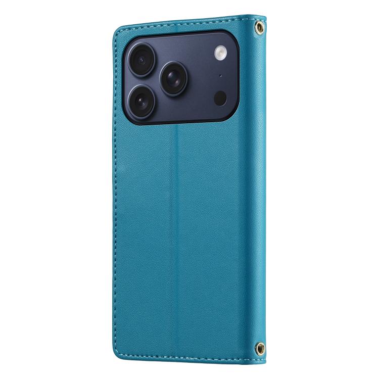 For iPhone 17 Pro Cute Cats Magnetic Closure Vegan Leather Phone Case with Strap