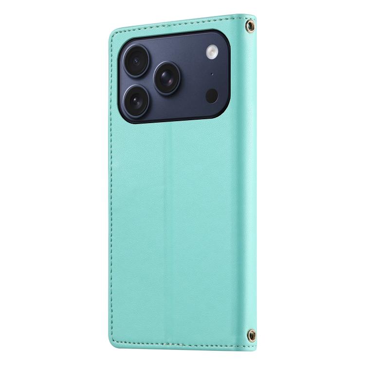 For iPhone 17 Pro Cute Cats Magnetic Closure Vegan Leather Phone Case with Strap