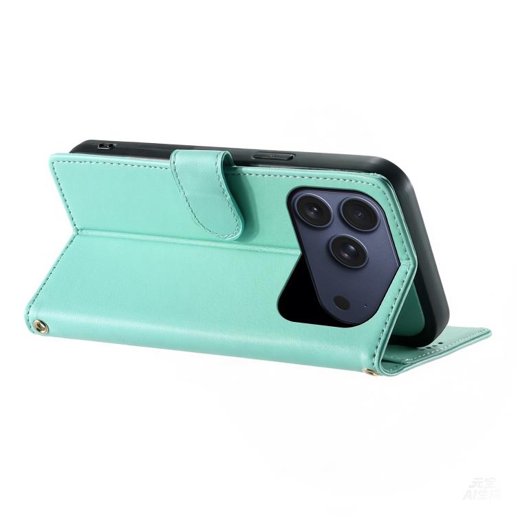 For iPhone 17 Pro Cute Cats Magnetic Closure Vegan Leather Phone Case with Strap