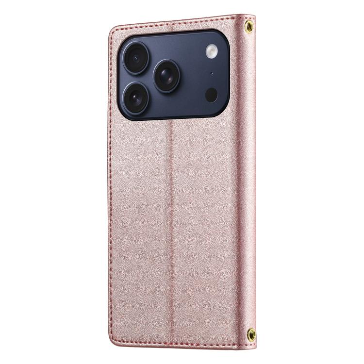 For iPhone 17 Pro Cute Cats Magnetic Closure Vegan Leather Phone Case with Strap