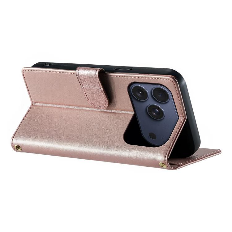 For iPhone 17 Pro Cute Cats Magnetic Closure Vegan Leather Phone Case with Strap