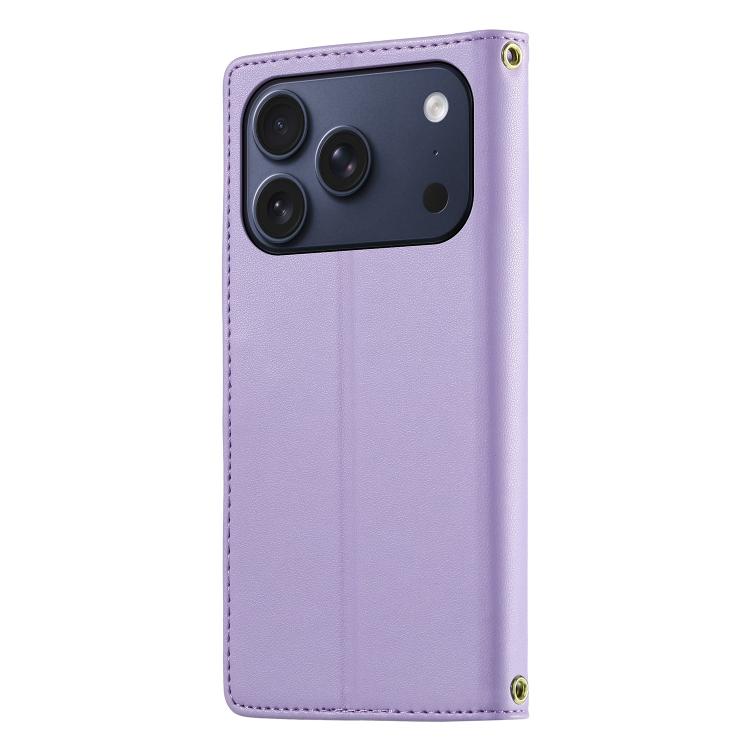 For iPhone 17 Pro Cute Cats Magnetic Closure Vegan Leather Phone Case with Strap
