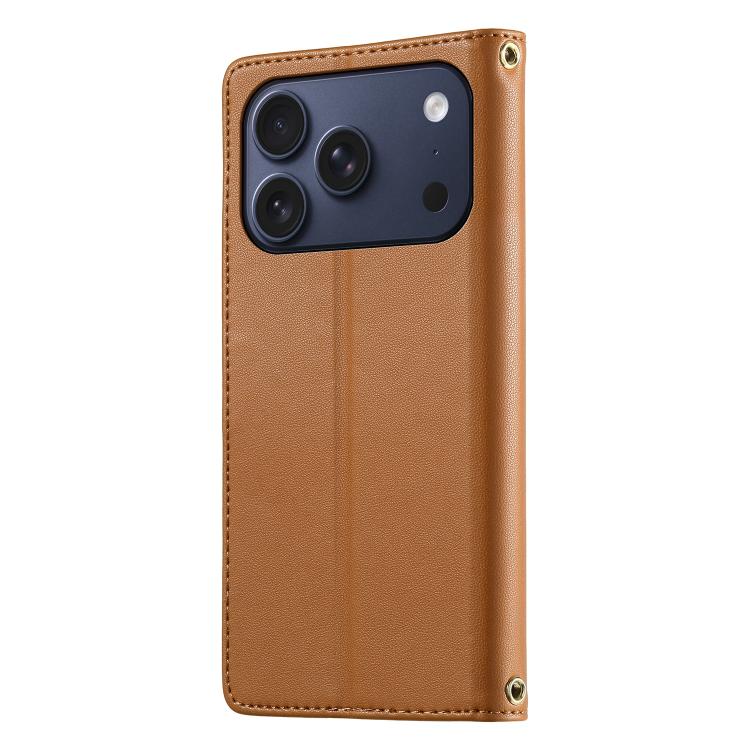 For iPhone 17 Pro Cute Cats Magnetic Closure Vegan Leather Phone Case with Strap