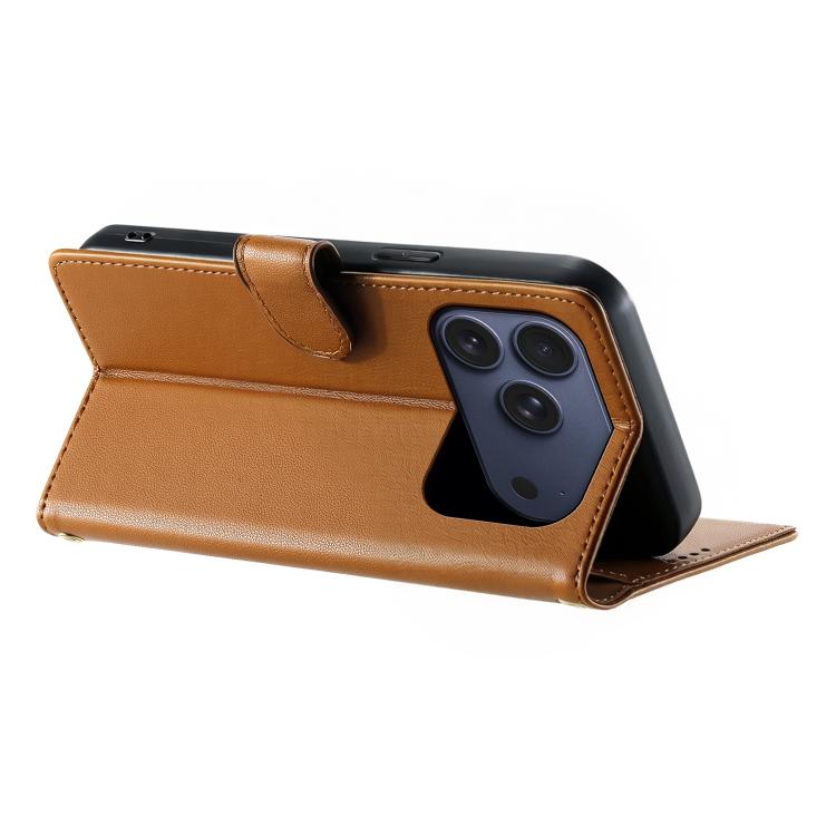 For iPhone 17 Pro Cute Cats Magnetic Closure Vegan Leather Phone Case with Strap