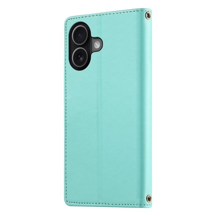 For iPhone 17 Cute Cats Magnetic Closure Vegan Leather Phone Case with Strap