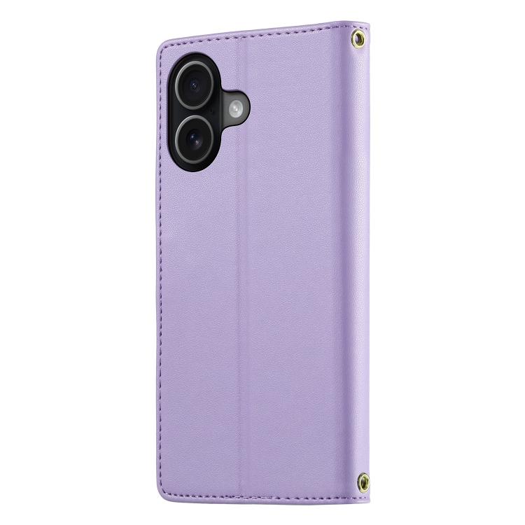 For iPhone 17 Cute Cats Magnetic Closure Vegan Leather Phone Case with Strap