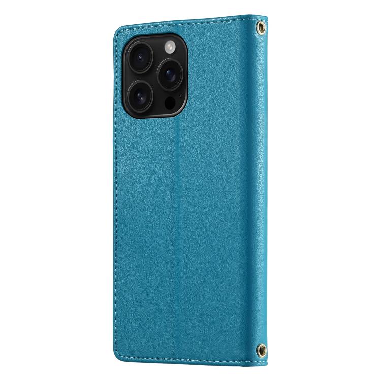 For iPhone 16 Pro Max Cute Cats Magnetic Closure Vegan Leather Phone Case with Strap