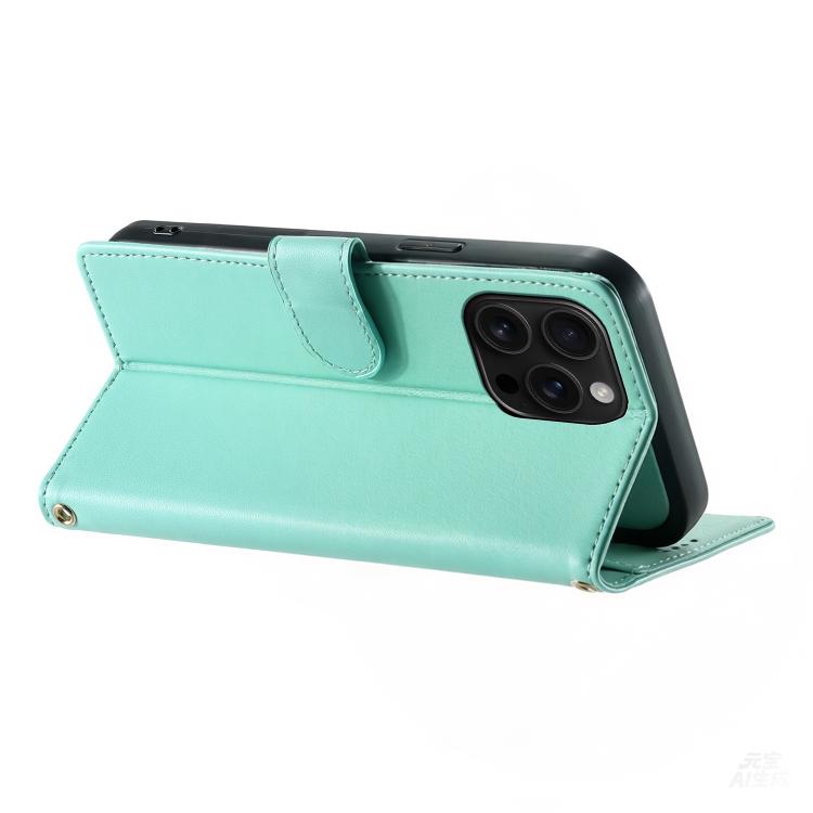 For iPhone 16 Pro Max Cute Cats Magnetic Closure Vegan Leather Phone Case with Strap