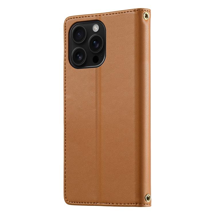 For iPhone 16 Pro Max Cute Cats Magnetic Closure Vegan Leather Phone Case with Strap