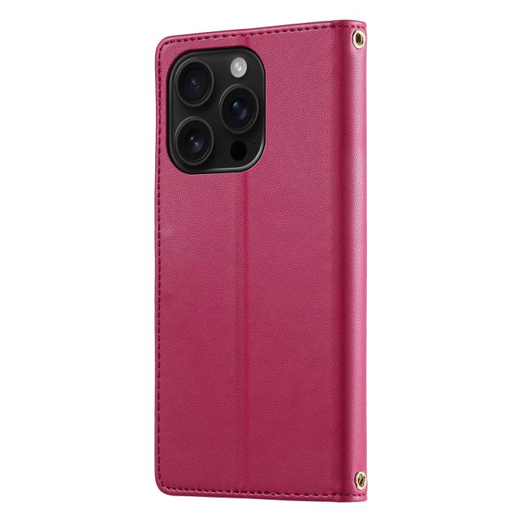For iPhone 16 Pro Cute Cats Magnetic Closure Vegan Leather Phone Case with Strap