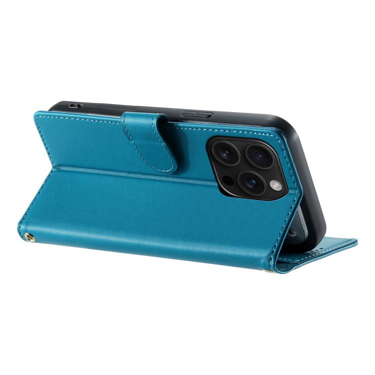 For iPhone 16 Pro Cute Cats Magnetic Closure Vegan Leather Phone Case with Strap