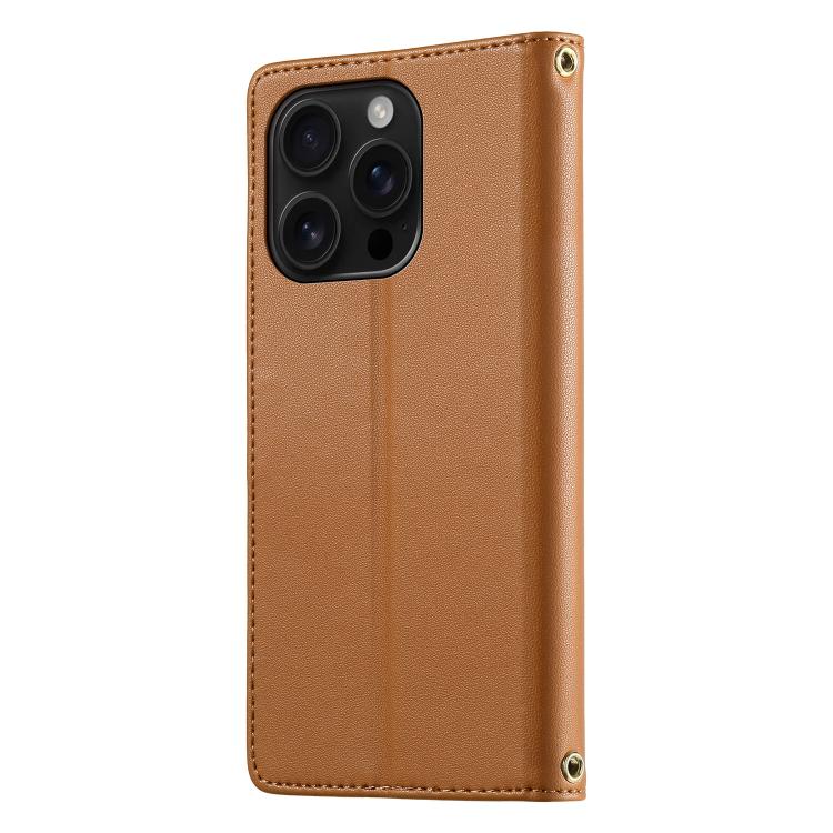 For iPhone 16 Pro Cute Cats Magnetic Closure Vegan Leather Phone Case with Strap