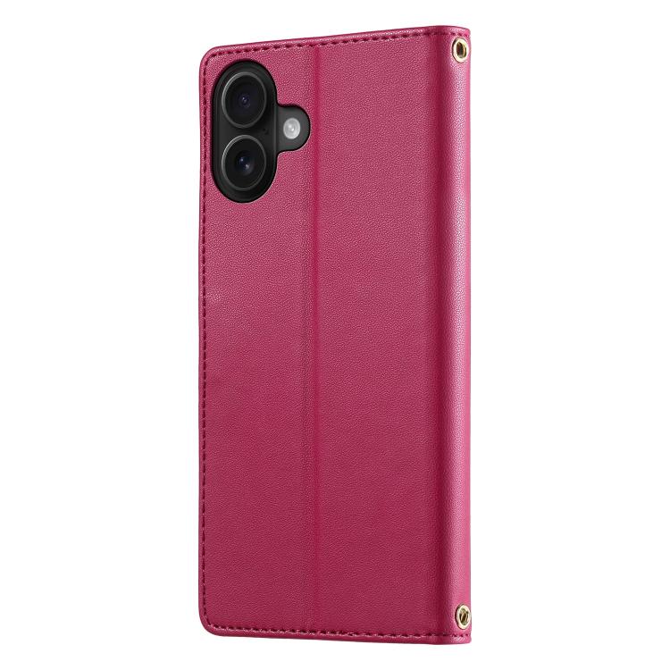 For iPhone 16 Plus Cute Cats Magnetic Closure Vegan Leather Phone Case with Strap