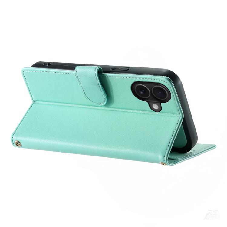 For iPhone 16 Plus Cute Cats Magnetic Closure Vegan Leather Phone Case with Strap