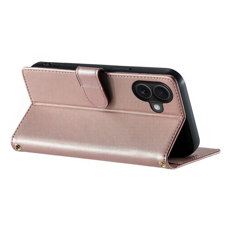 For iPhone 16 Plus Cute Cats Magnetic Closure Vegan Leather Phone Case with Strap