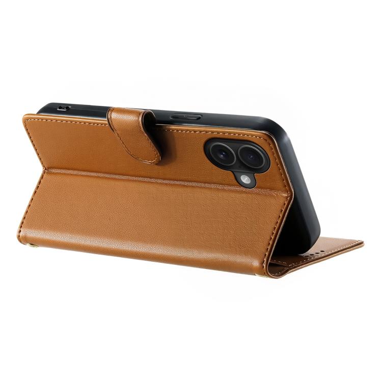 For iPhone 16 Plus Cute Cats Magnetic Closure Vegan Leather Phone Case with Strap