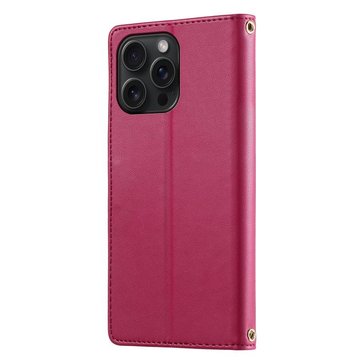For iPhone 15 Pro Max Cute Cats Magnetic Closure Vegan Leather Phone Case with Strap