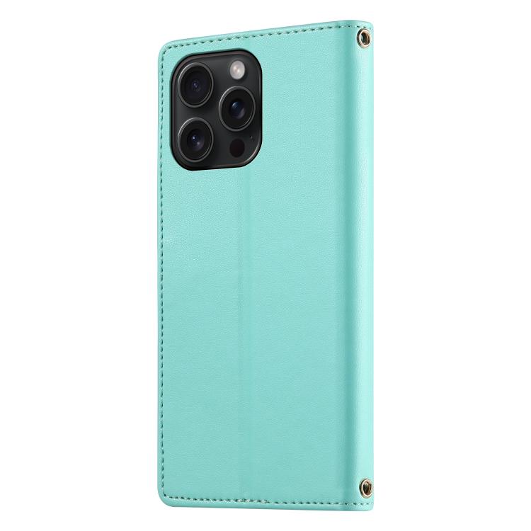 For iPhone 15 Pro Max Cute Cats Magnetic Closure Vegan Leather Phone Case with Strap