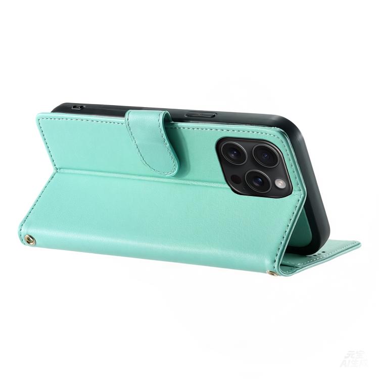 For iPhone 15 Pro Max Cute Cats Magnetic Closure Vegan Leather Phone Case with Strap