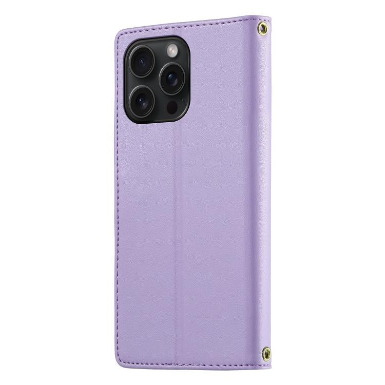 For iPhone 15 Pro Max Cute Cats Magnetic Closure Vegan Leather Phone Case with Strap