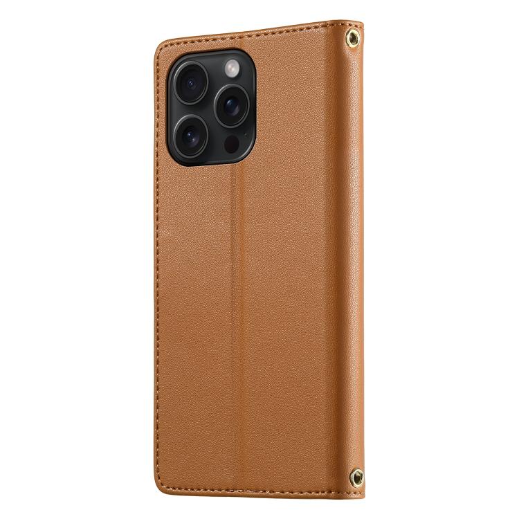 For iPhone 15 Pro Max Cute Cats Magnetic Closure Vegan Leather Phone Case with Strap