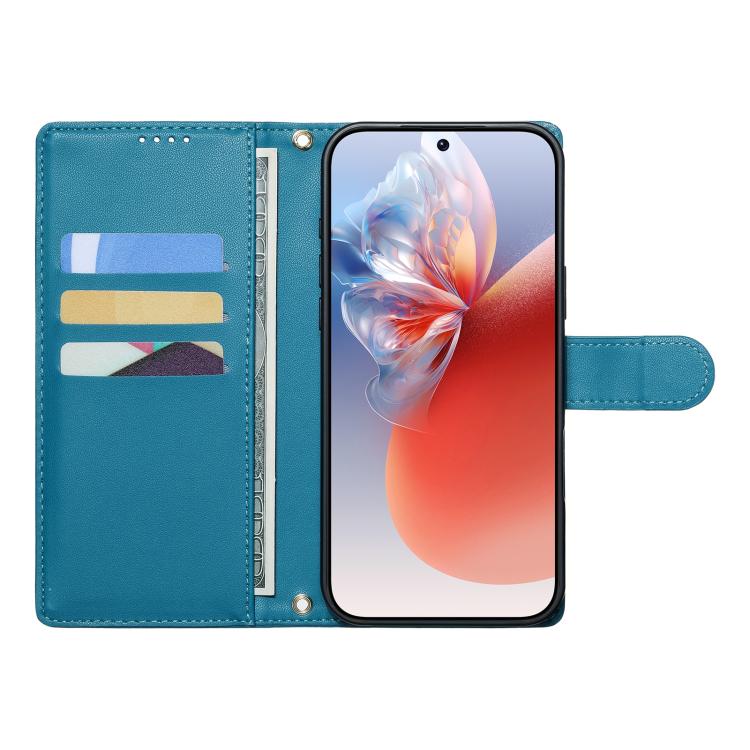 For iPhone 15 Pro Cute Cats Magnetic Closure Vegan Leather Phone Case with Strap