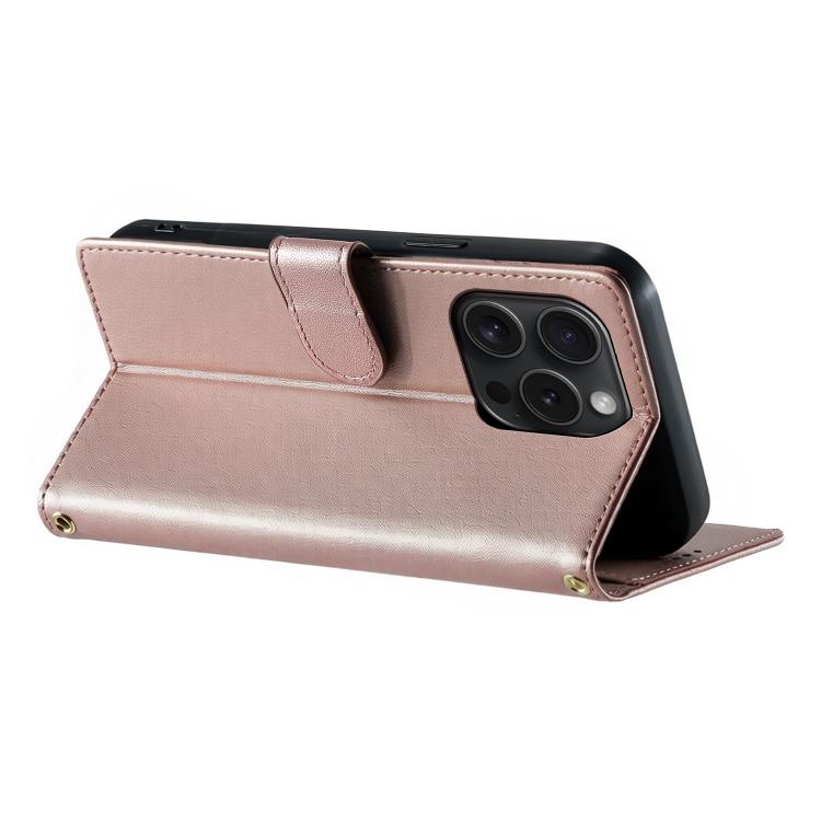 For iPhone 15 Pro Cute Cats Magnetic Closure Vegan Leather Phone Case with Strap