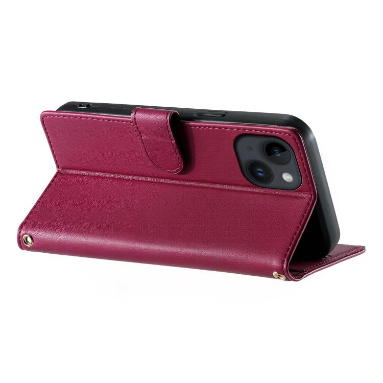 For iPhone 14 / 13 Cute Cats Magnetic Closure Vegan Leather Phone Case with Strap