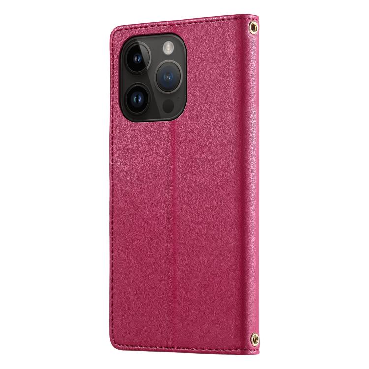 For iPhone 14 Pro Cute Cats Magnetic Closure Vegan Leather Phone Case with Strap