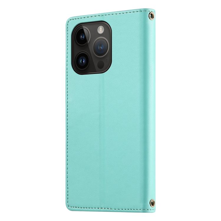 For iPhone 14 Pro Cute Cats Magnetic Closure Vegan Leather Phone Case with Strap