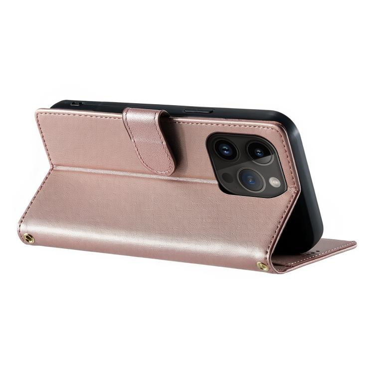 For iPhone 14 Pro Cute Cats Magnetic Closure Vegan Leather Phone Case with Strap
