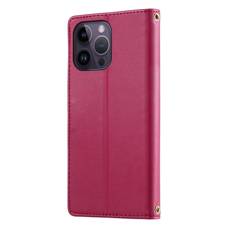 For iPhone 14 Pro Max Cute Cats Magnetic Closure Vegan Leather Phone Case with Strap