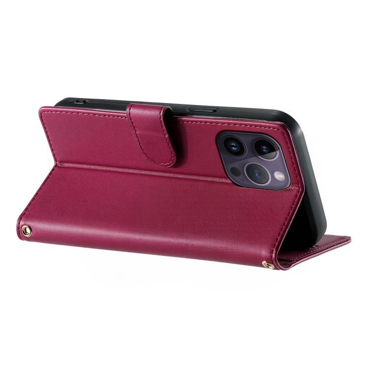For iPhone 14 Pro Max Cute Cats Magnetic Closure Vegan Leather Phone Case with Strap