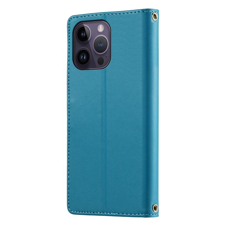 For iPhone 14 Pro Max Cute Cats Magnetic Closure Vegan Leather Phone Case with Strap