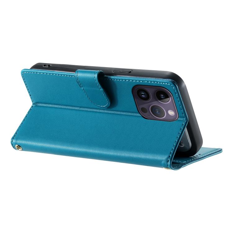 For iPhone 14 Pro Max Cute Cats Magnetic Closure Vegan Leather Phone Case with Strap