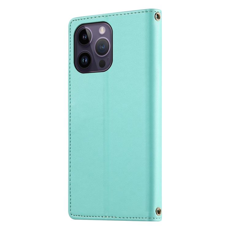 For iPhone 14 Pro Max Cute Cats Magnetic Closure Vegan Leather Phone Case with Strap