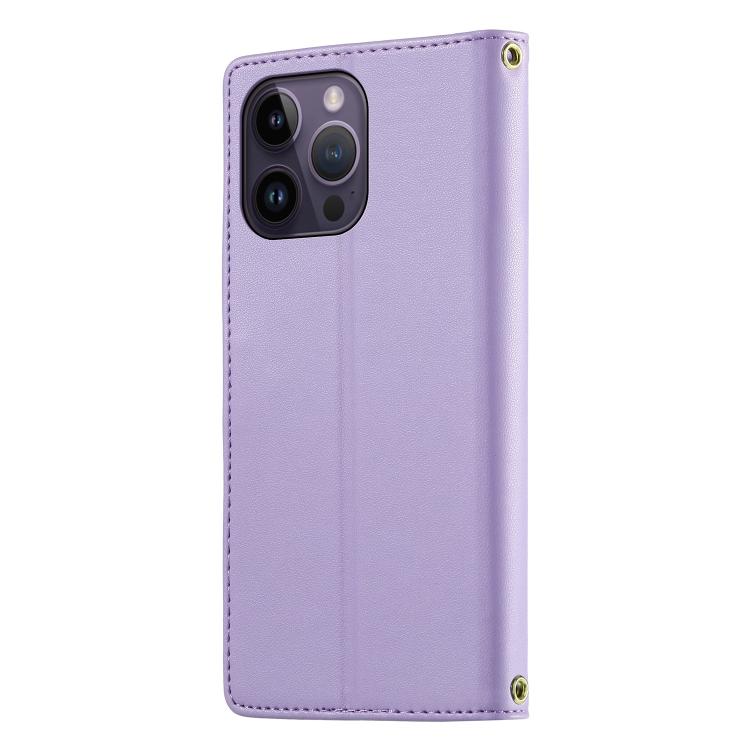 For iPhone 14 Pro Max Cute Cats Magnetic Closure Vegan Leather Phone Case with Strap