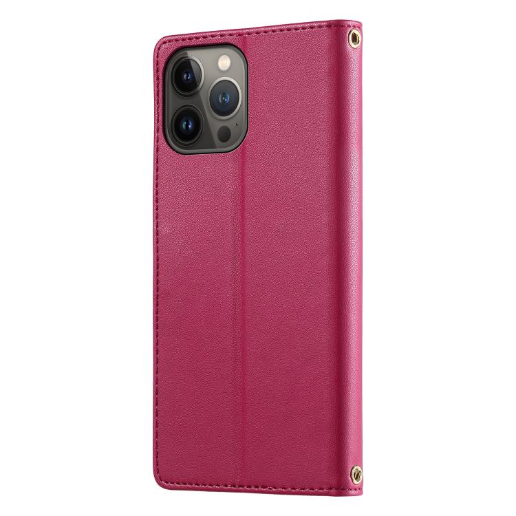 For iPhone 13 Pro Max Cute Cats Magnetic Closure Vegan Leather Phone Case with Strap