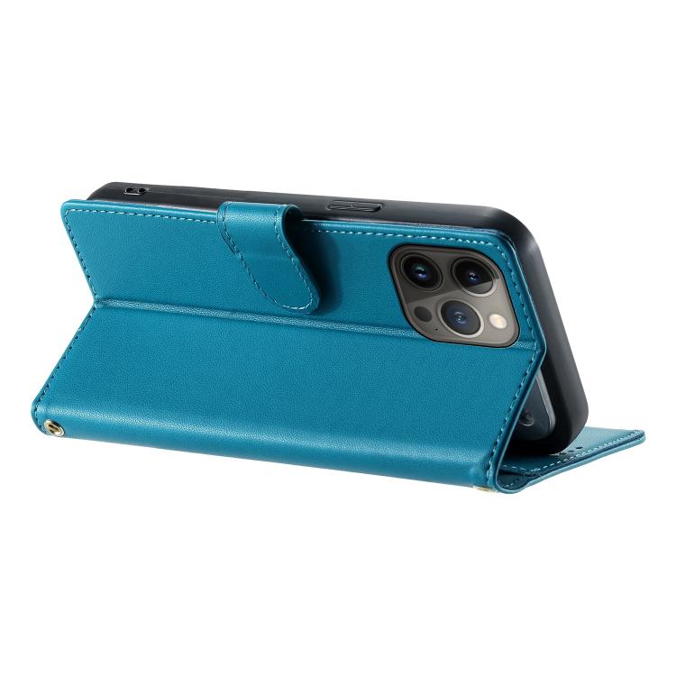 For iPhone 13 Pro Max Cute Cats Magnetic Closure Vegan Leather Phone Case with Strap