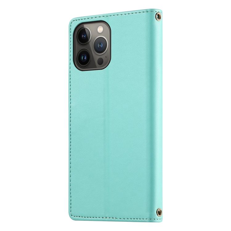 For iPhone 13 Pro Max Cute Cats Magnetic Closure Vegan Leather Phone Case with Strap
