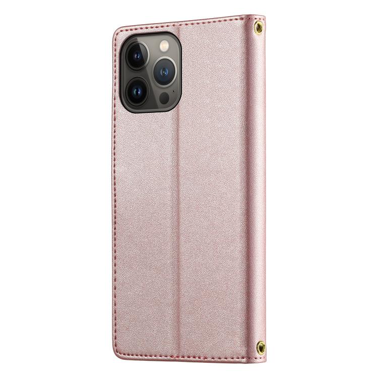 For iPhone 13 Pro Max Cute Cats Magnetic Closure Vegan Leather Phone Case with Strap
