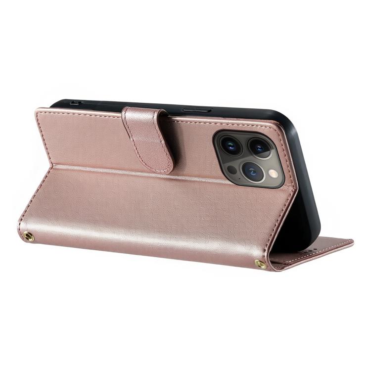 For iPhone 13 Pro Max Cute Cats Magnetic Closure Vegan Leather Phone Case with Strap